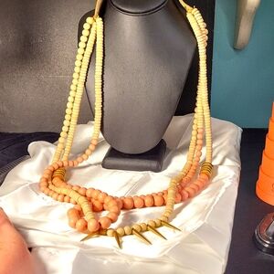 204. Hearne Dry Goods 3Layer Wooden Beaded Necklace 38"